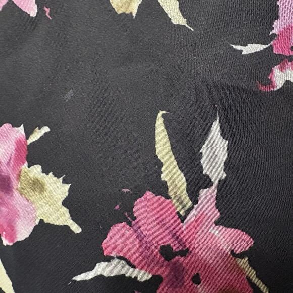 Fahion Bug Womens Floral Black Chiffon Tank Top Baby Doll XL Braided Straps Goth - Picture 5 of 12